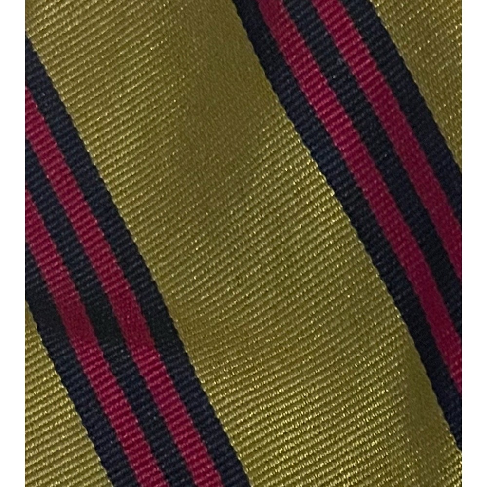 Brooks Brothers Yellow, Red & Blue Striped Tie 100% Silk Men's Necktie 3 1/8" W